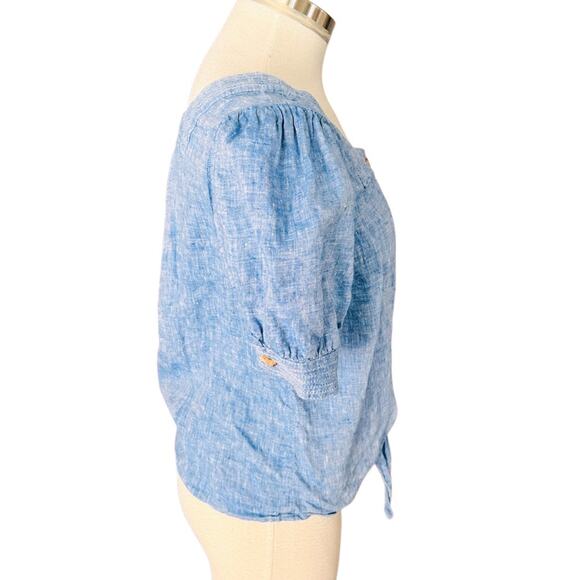 TALBOTS LINEN TIE WAIST TOP - CROSS DYE SIZE XS - Picture 4 of 6